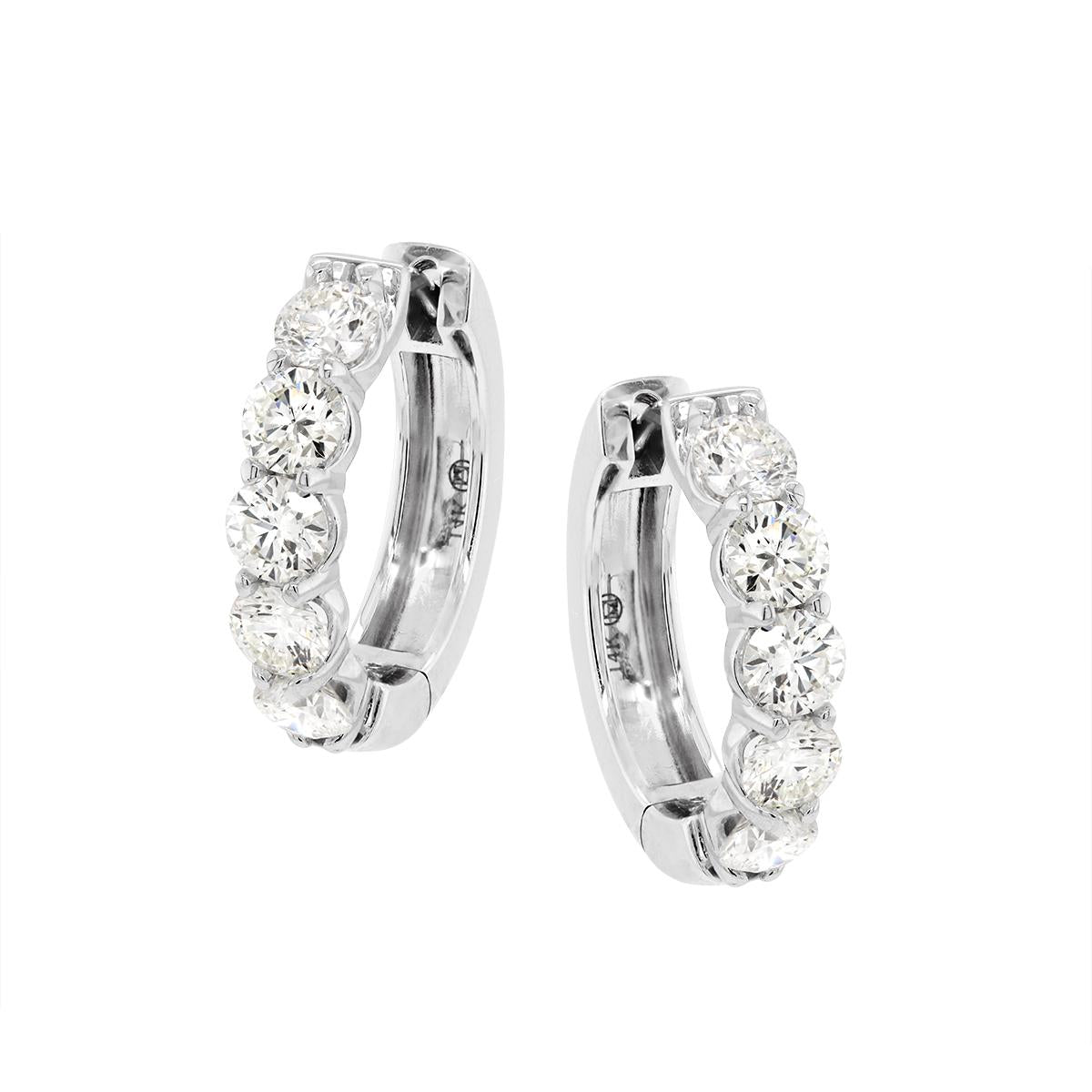 WHITE GOLD DIAMOND HOOP EARRINGS, 3.14 CT TW