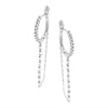 WHITE GOLD DIAMOND HOOP EARRINGS WITH DANGLING CHAINS, 1.07 CT TW