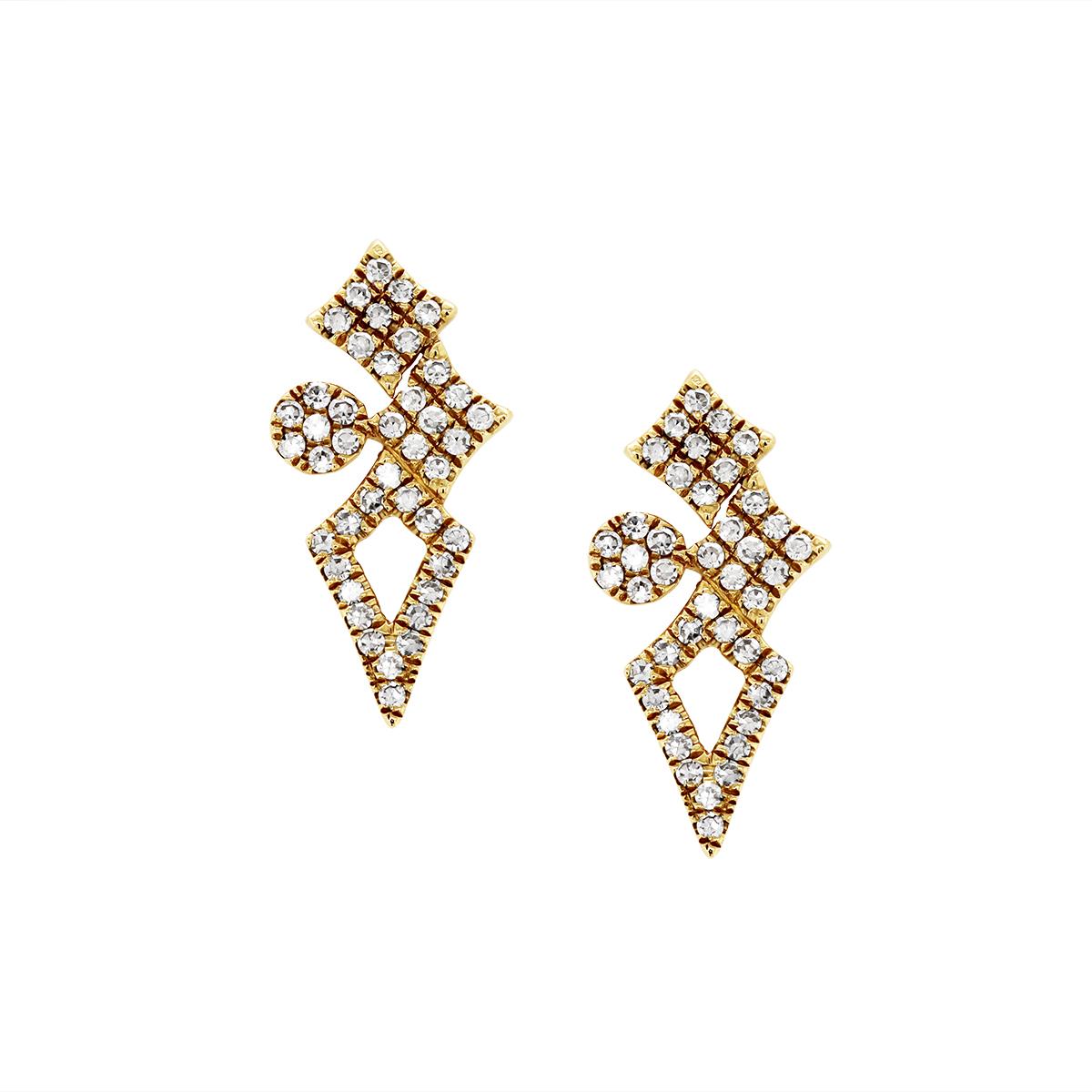 YELLOW GOLD DIAMOND ENCRUSTED STUD EARRINGS, .19 CT TW