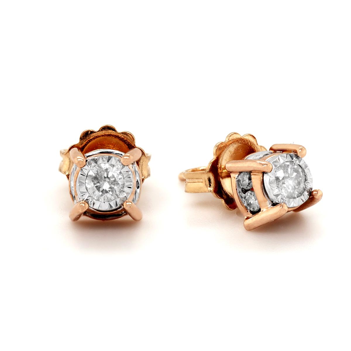 ROSE GOLD DIAMOND STUD EARRINGS, 1/2 CT TW