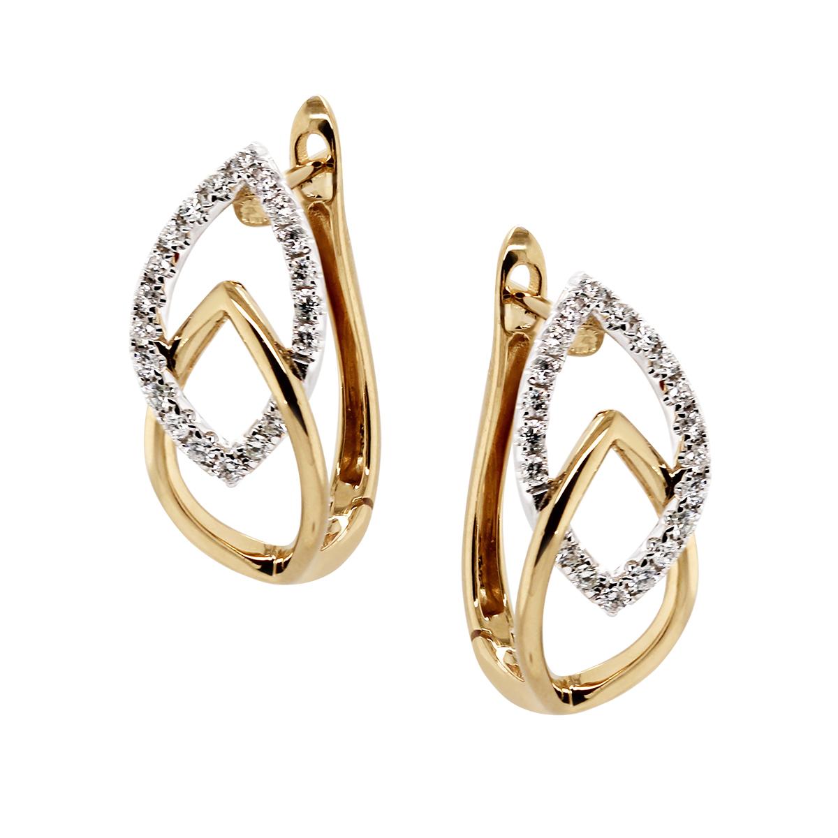 TWO-TONE GOLD OPEN HOOP STYLE EARRINGS WITH DIAMONDS, .47 CT TW