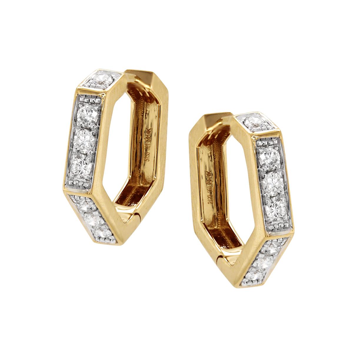 GEOMETRIC TWO-TONE GOLD DIAMOND HOOP EARRINGS, .36 CT TW