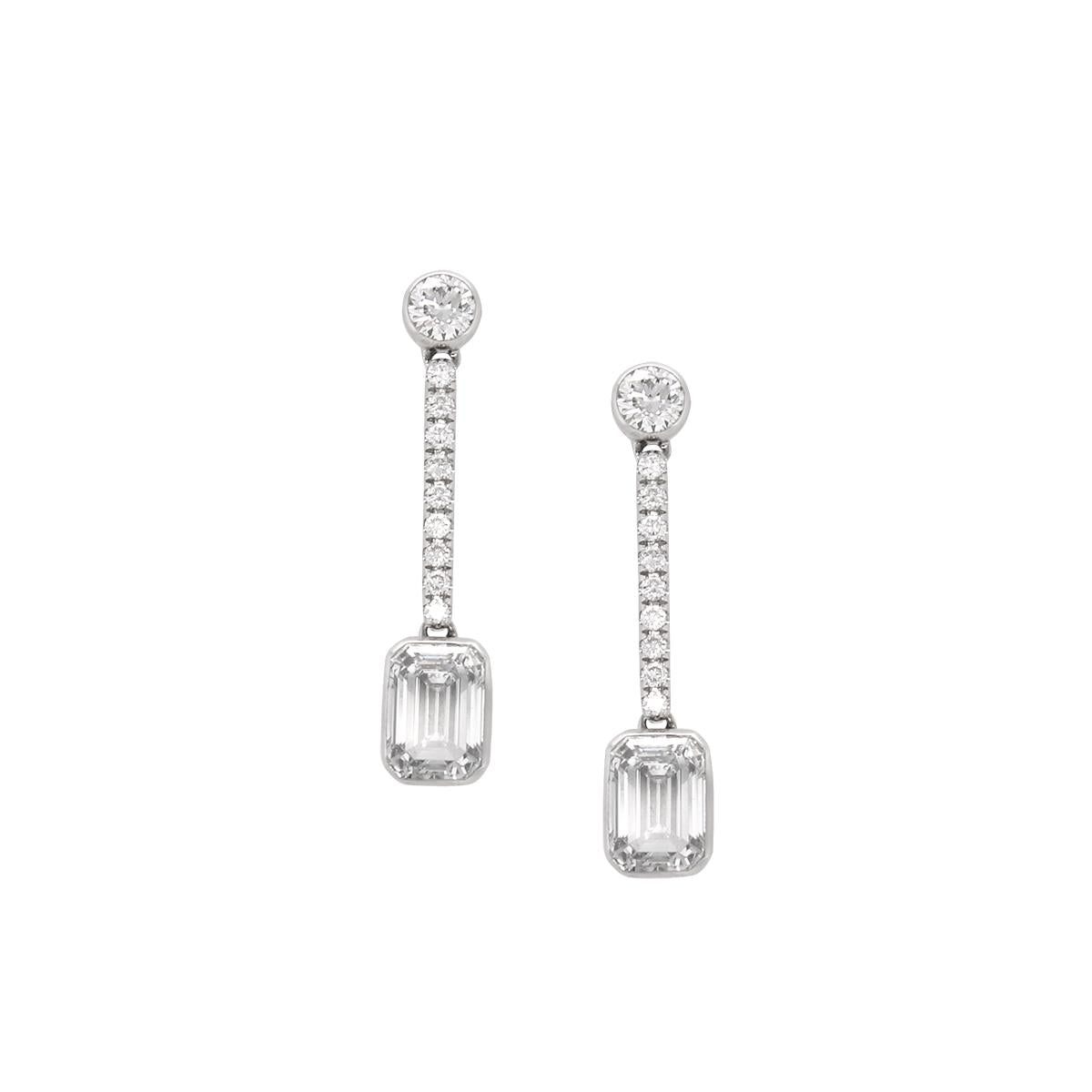 WHITE GOLD LAB GROWN DIAMOND DANGLE EARRINGS, 1 3/4 CT TW
