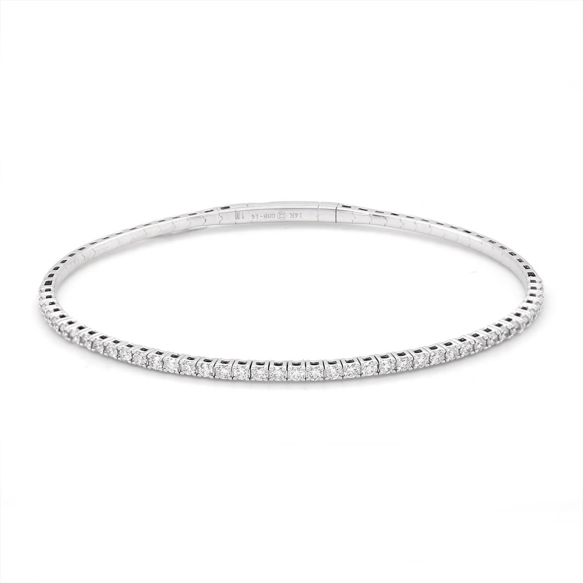 WHITE GOLD BANGLE TENNIS BRACELET WITH DIAMONDS, 1.00 CT TW