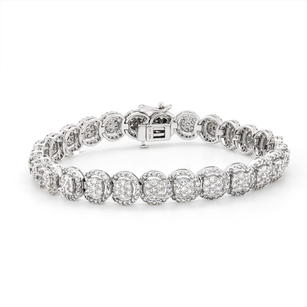 WHITE GOLD DIAMOND CLUSTER BRACELET, 5.00 CT TW