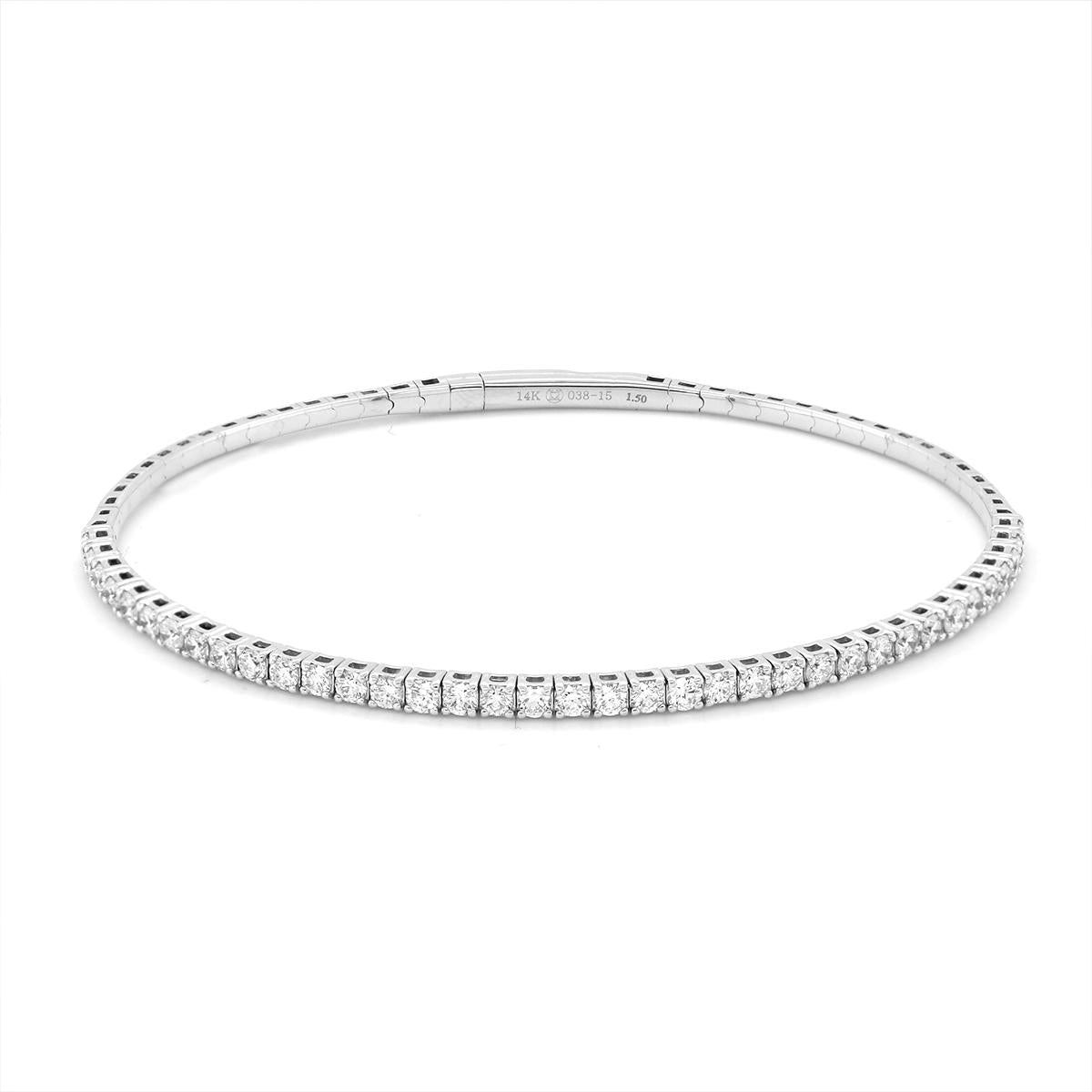 WHITE GOLD BANGLE DIAMOND TENNIS BRACELET, 1.50 CT TW