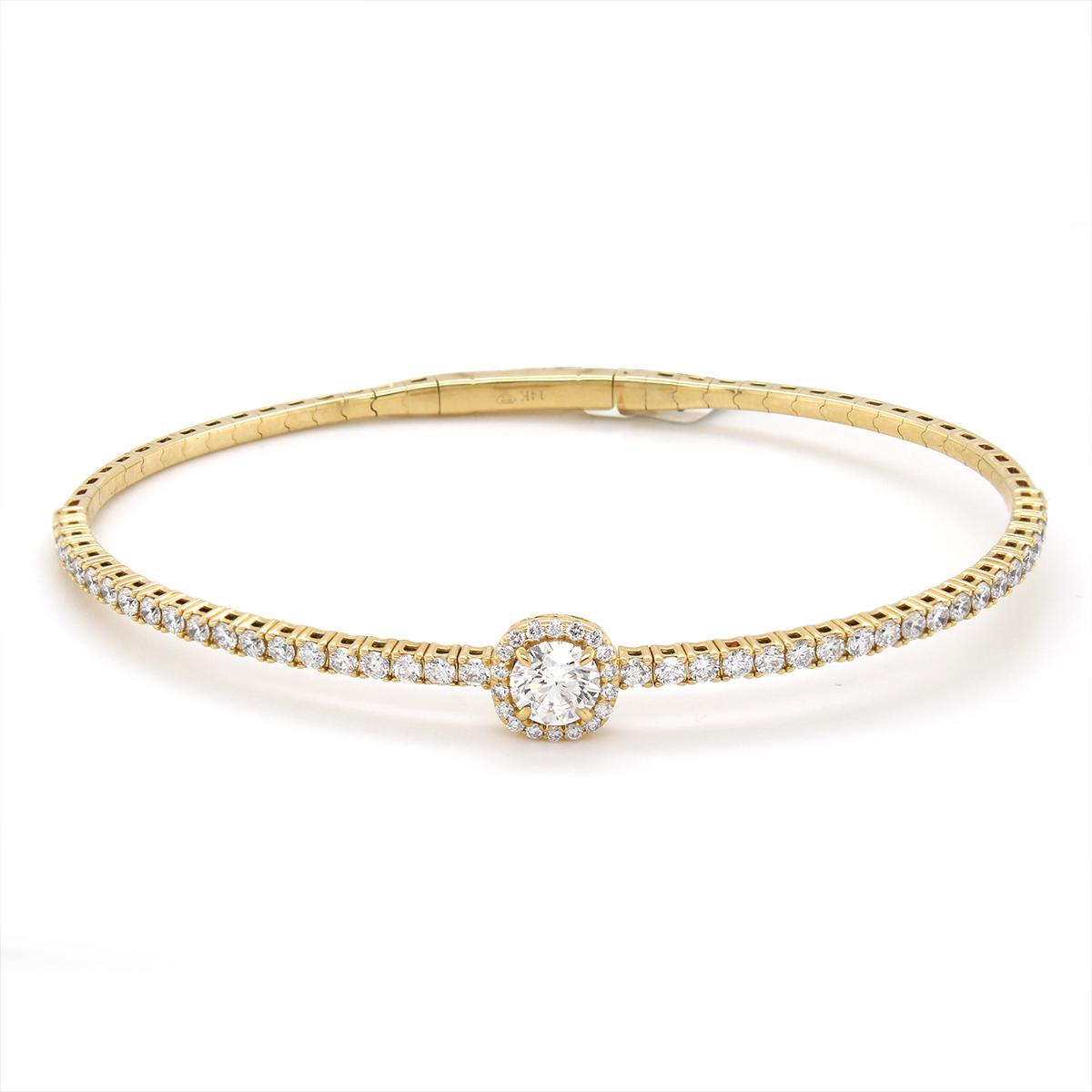 YELLOW GOLD FLEXIBLE BANGLE DIAMOND BRACELET, 1.76 CT TW