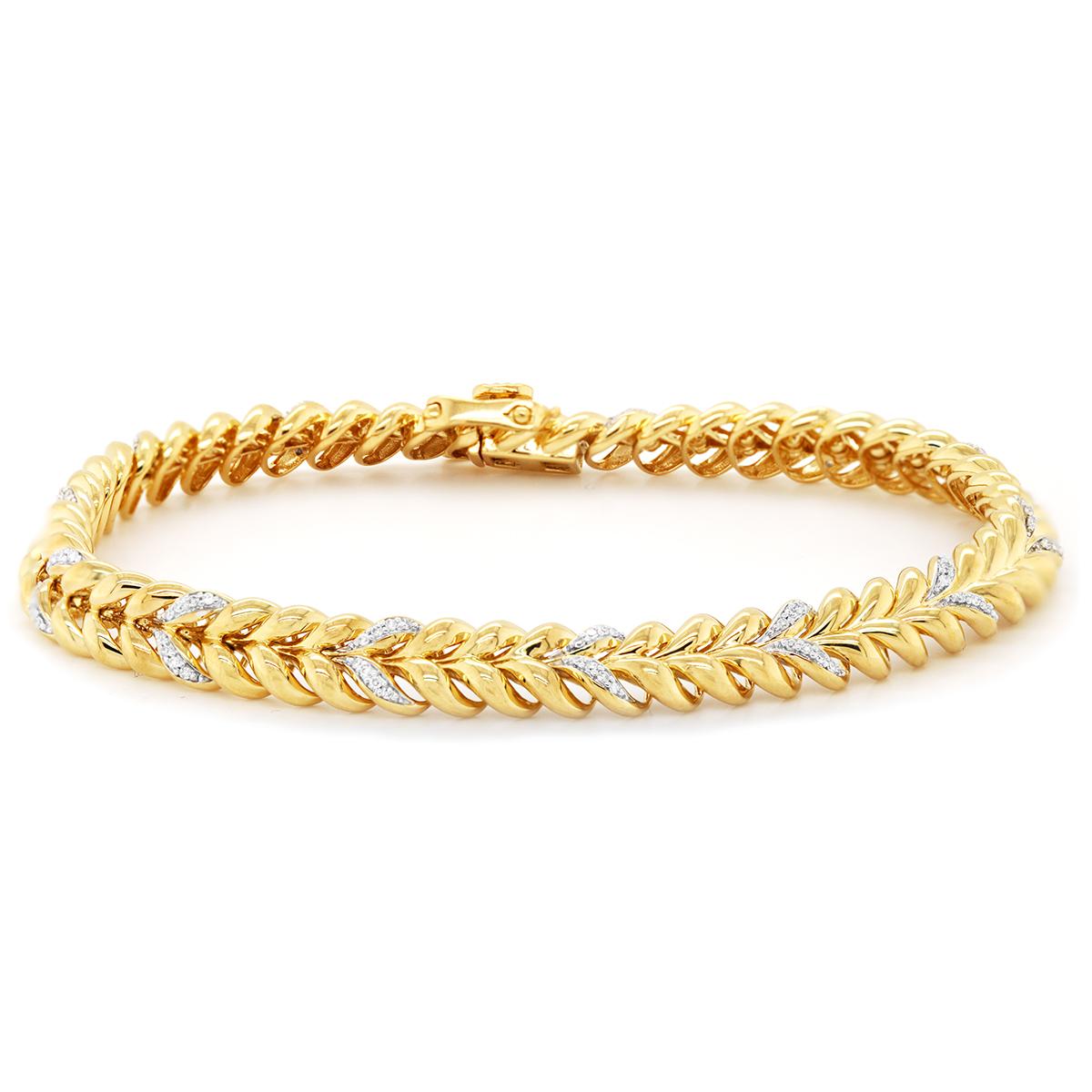 VERMEIL FANCY LINK DIAMOND BRACELET, .33 CT TW
