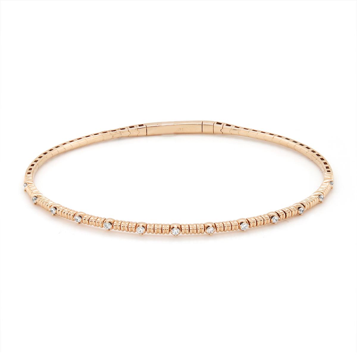 ROSE GOLD DIAMOND FLEX BANGLE BRACELET, .22 CT TW