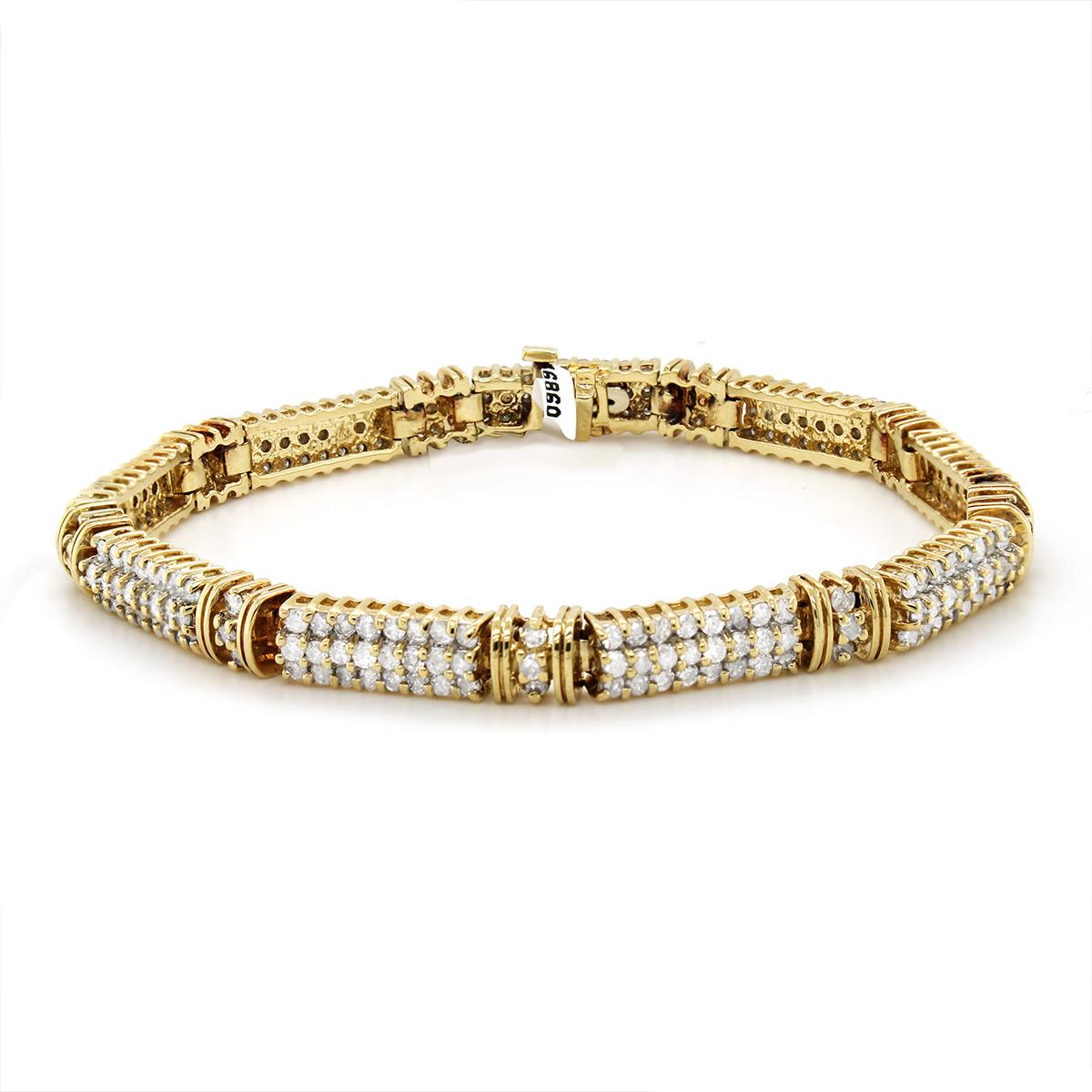 VINTAGE STYLE GOLD DIAMOND TENNIS BRACELET, 6.00 CT TW
