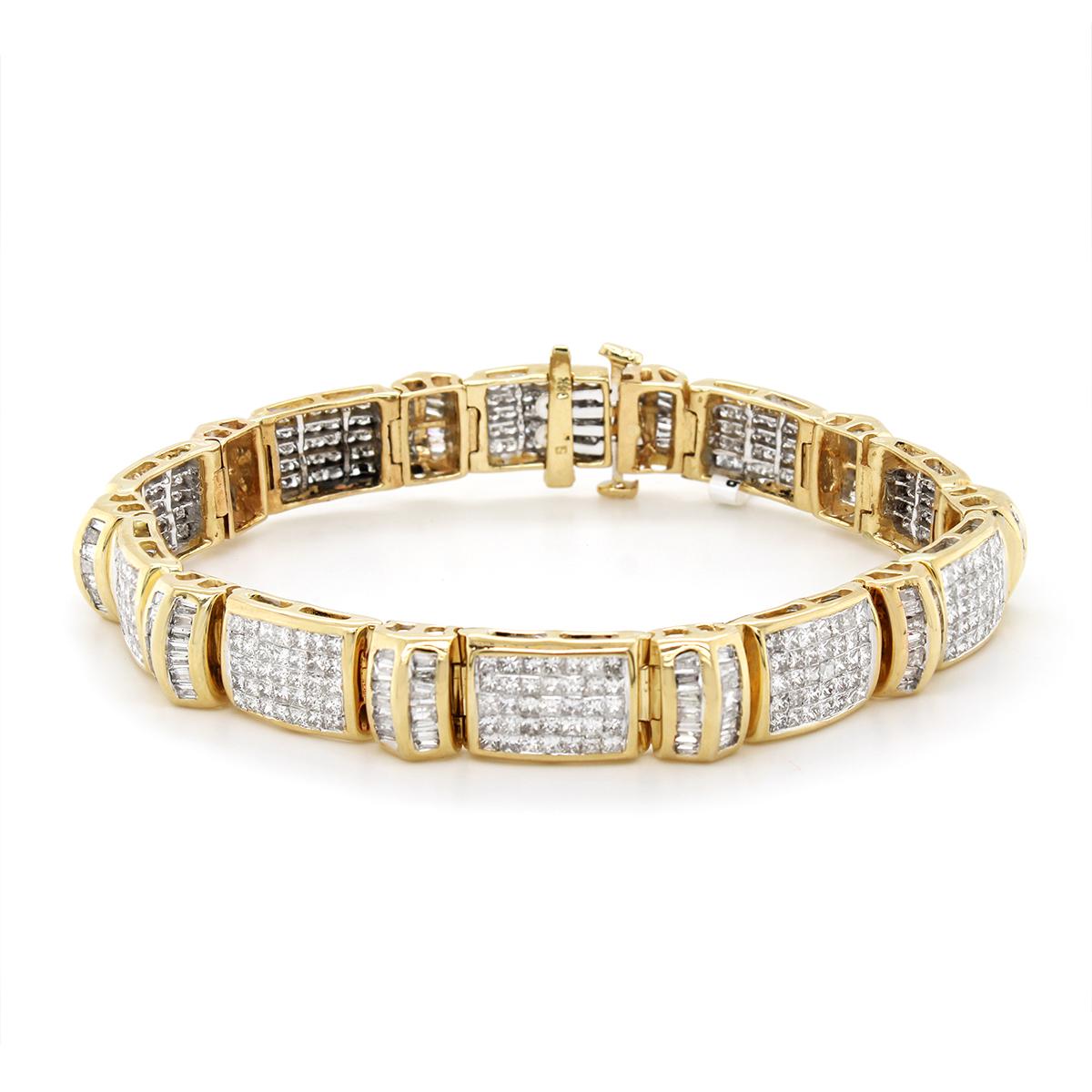 YELLOW GOLD DIAMOND STATEMENT BRACELET, 8.00 CT TW