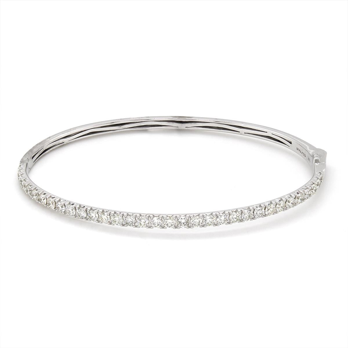 WHITE GOLD DIAMOND TENNIS BANGLE BRACELET, 2.00 CT TW