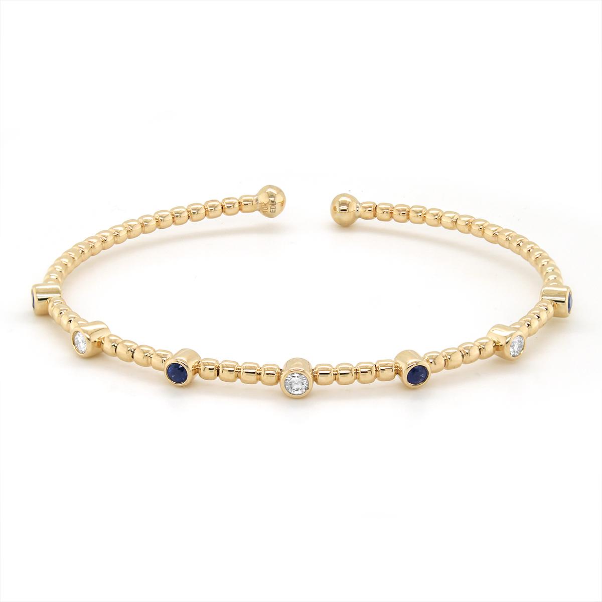 YELLOW GOLD SAPPHIRE AND DIAMOND BANGLE BRACELET, 1/4 CT TW