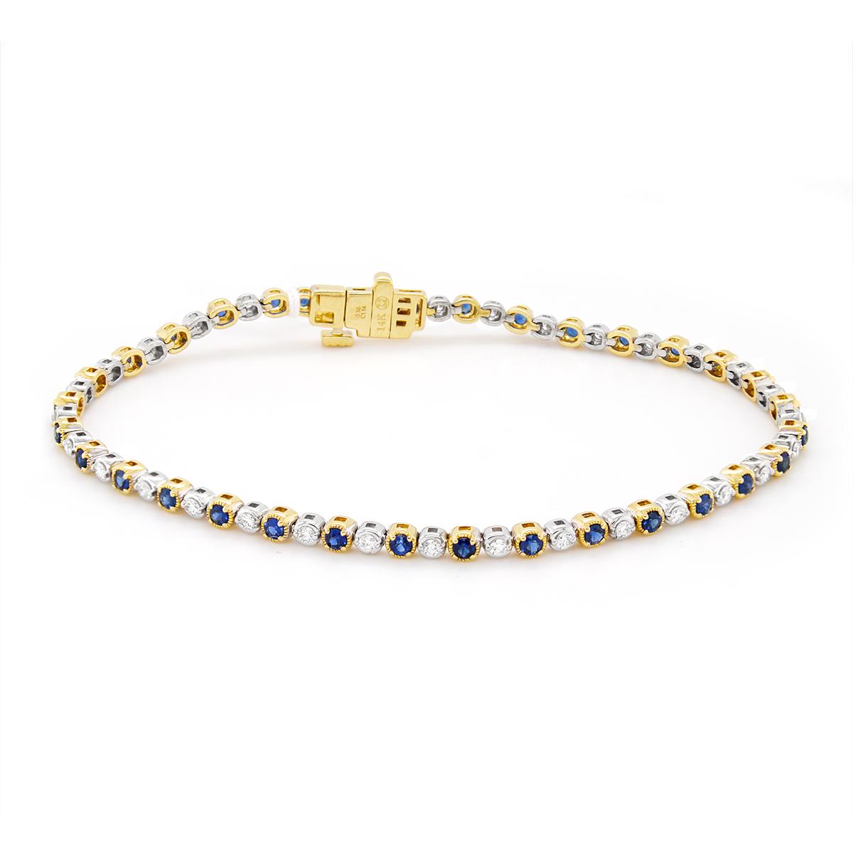 TWO-TONE GOLD SAPPHIRE AND DIAMOND BRACELET, .56 CT TW
