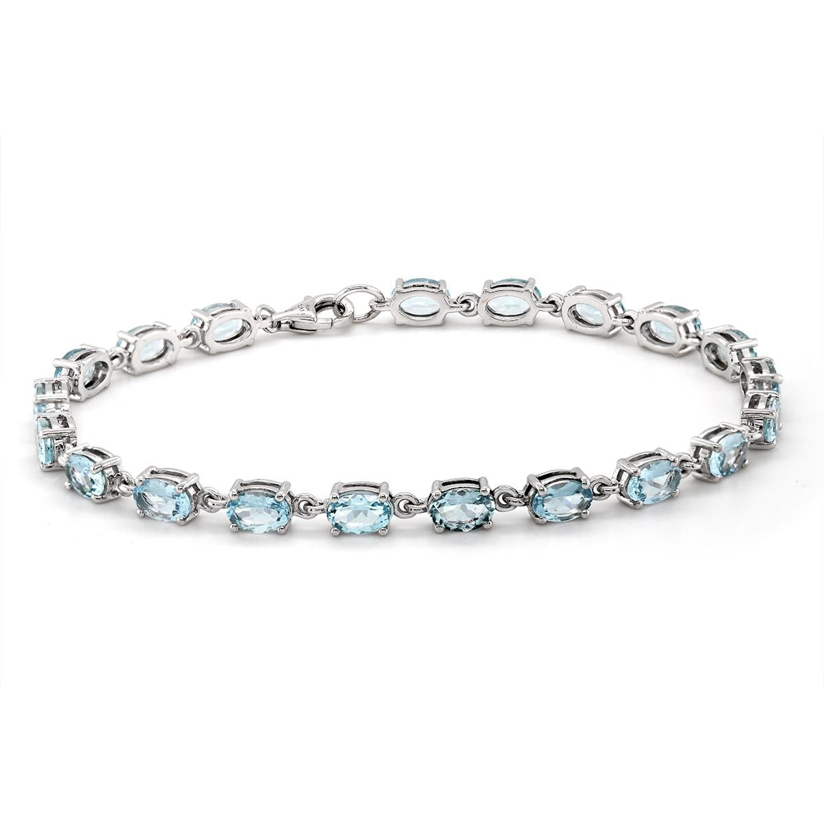 WHITE GOLD OVAL AQUAMARINE TENNIS BRACELET