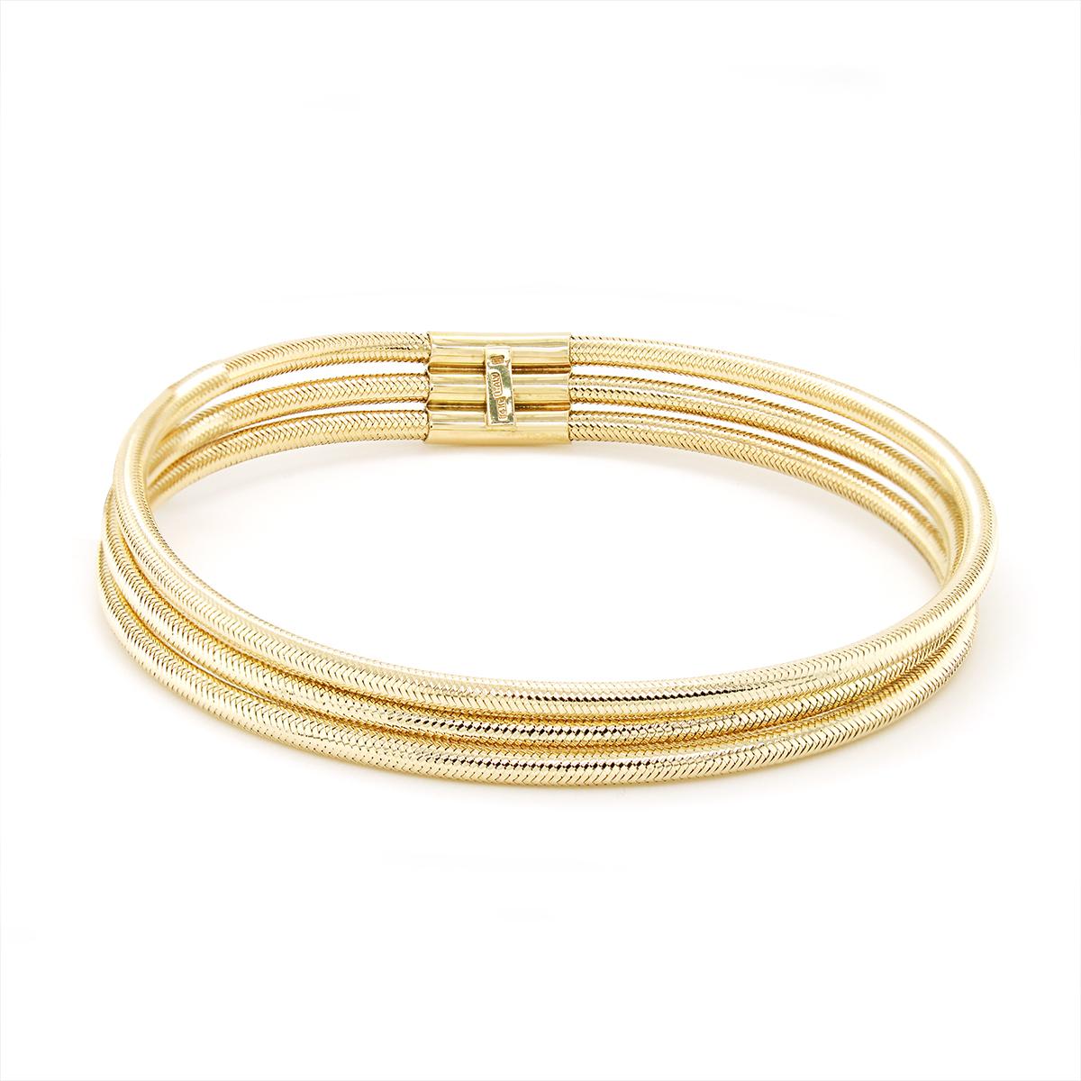 YELLOW GOLD 3-ROW MESH STRETCH BANGLE BRACELET