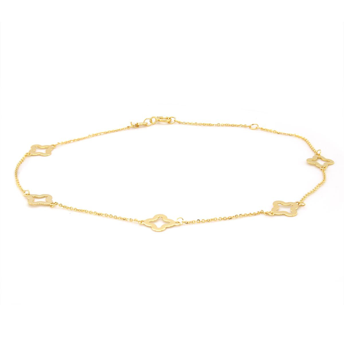 YELLOW GOLD OPEN FLOWER CHAIN ANKLET