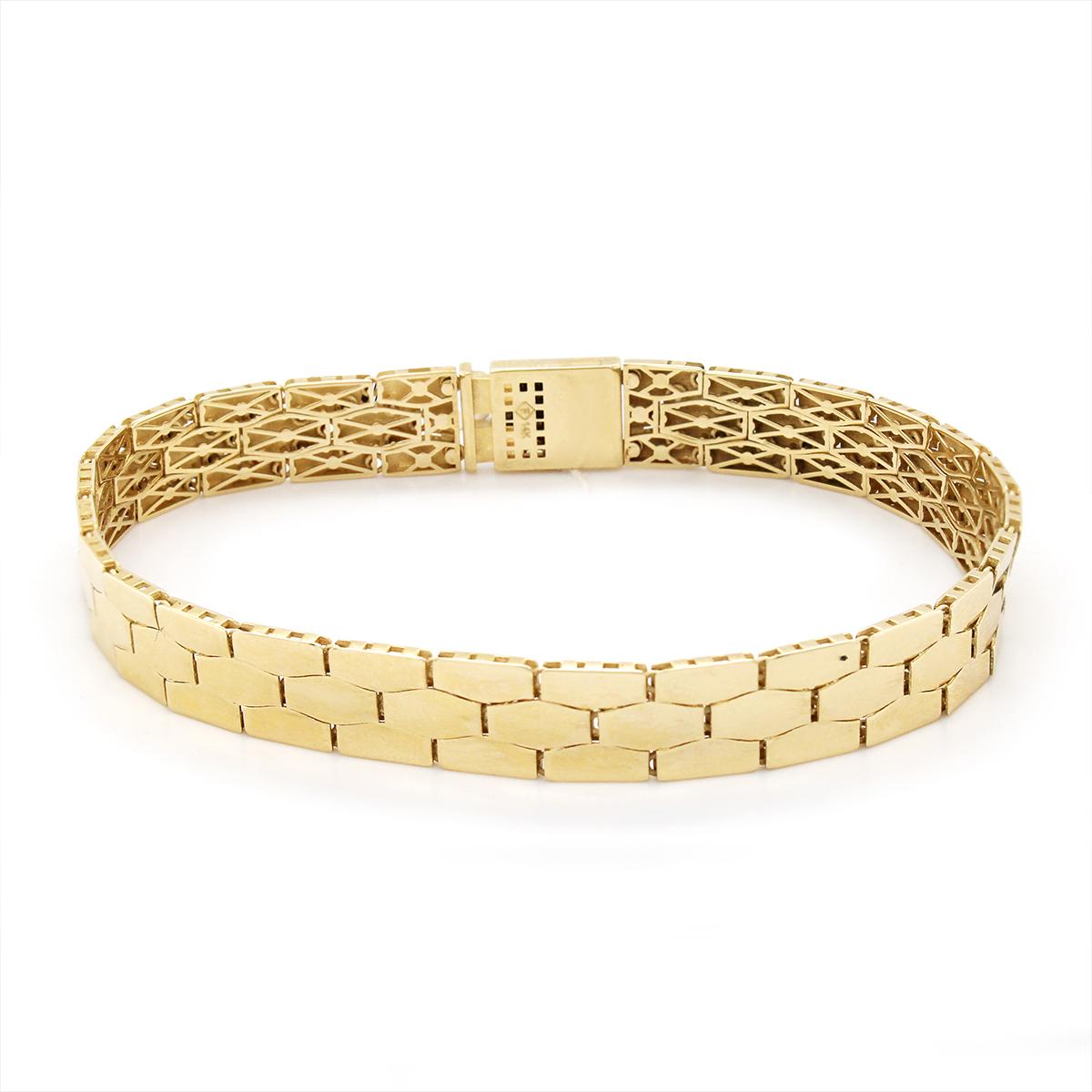 YELLOW GOLD HONEYCOMB PATTERN BRACELET, 8.4MM