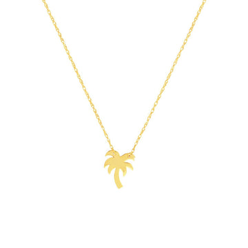 YELLOW GOLD MINI PALM TREE PENDANT NECKLACE