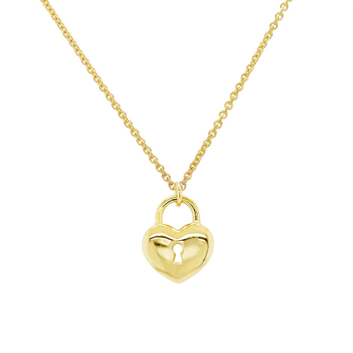 YELLOW GOLD HEART SHAPED KEYHOLE NECKLACE