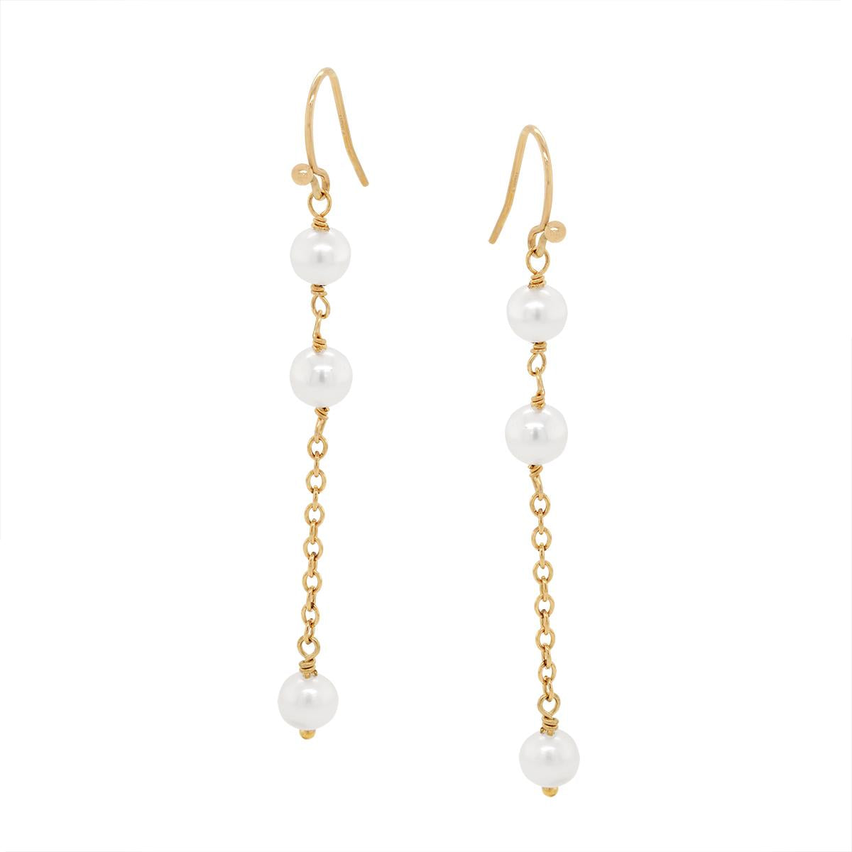 GOLD FILLED PEARL DANGLE EARRINGS