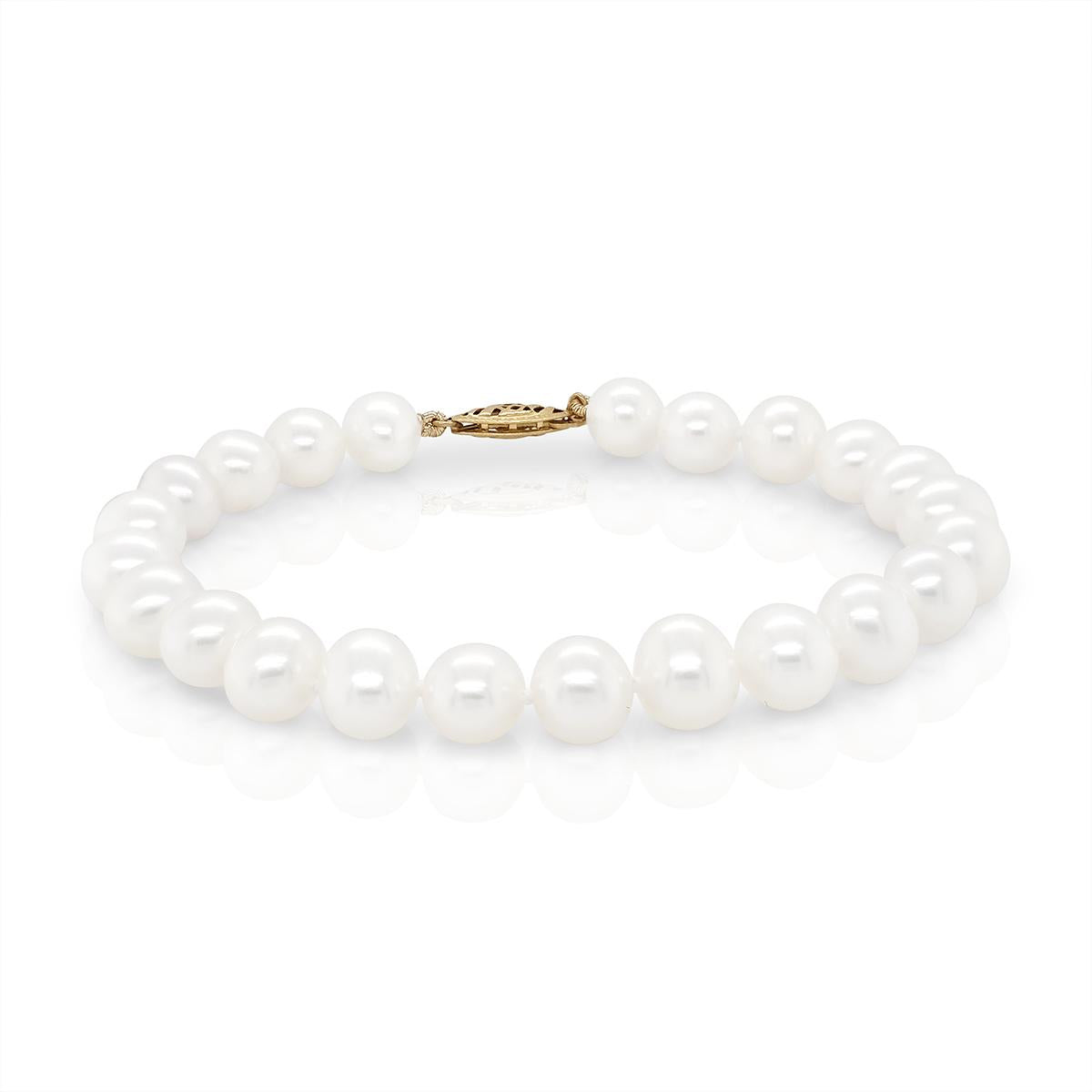 FRESHWATER PEARL STRAND BRACELET WITH YELLOW GOLD CLASP