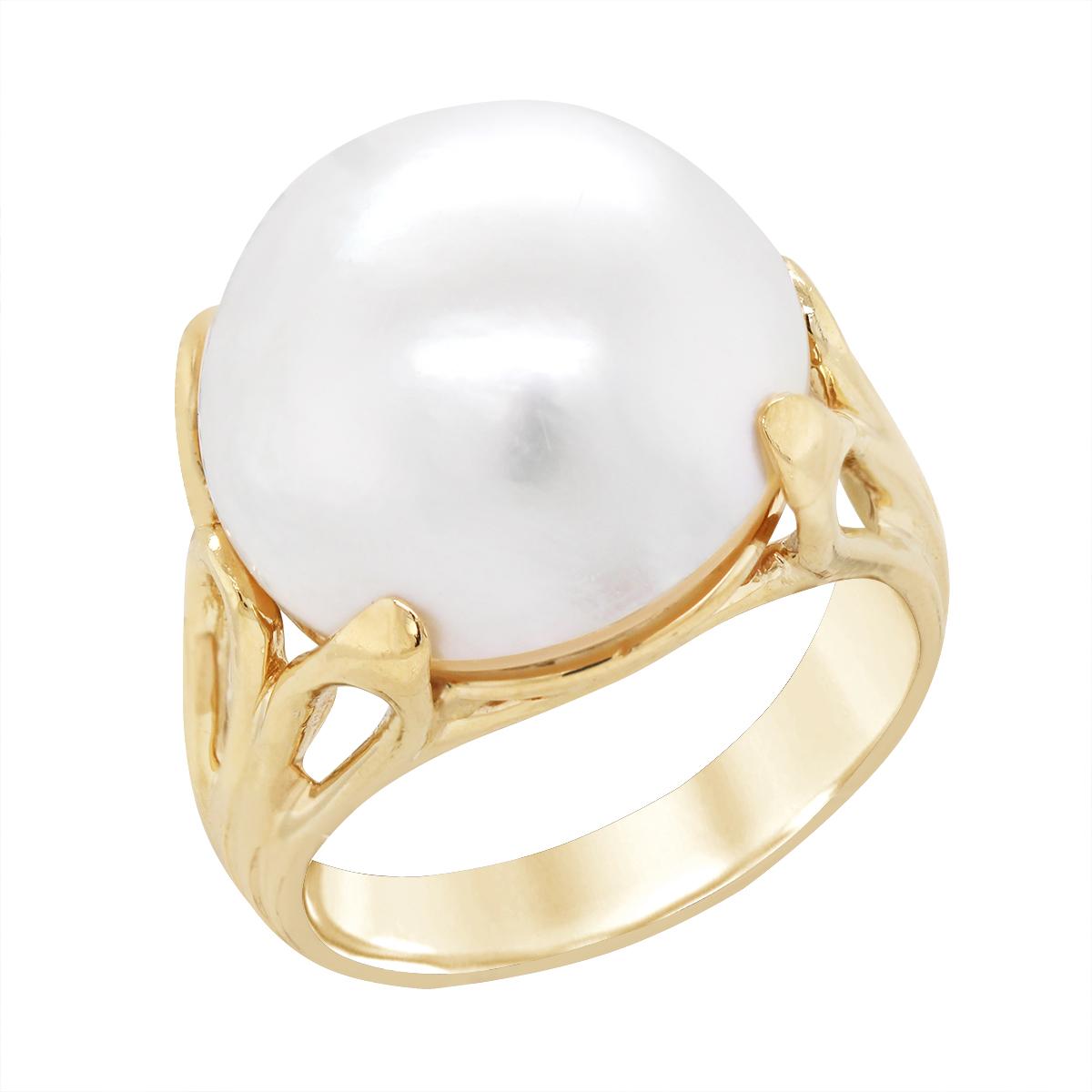 YELLOW GOLD MABE PEARL RING