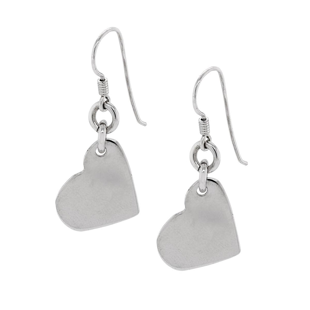 STERLING SILVER HEART SHAPED DANGLE EARRINGS - Howard's Jewelry Center