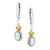 STERLING SILVER DANGLE EARRINGS WITH OPALS AND CUBIC ZIRCONIA HALOS