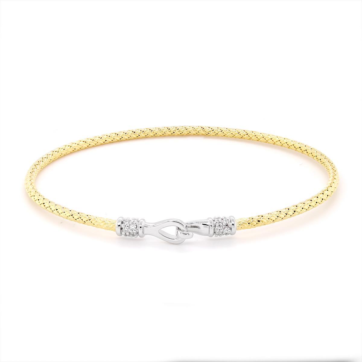 GOLD PLATED STERLING SILVER BANGLE BRACELET WITH CLASP AND CZS