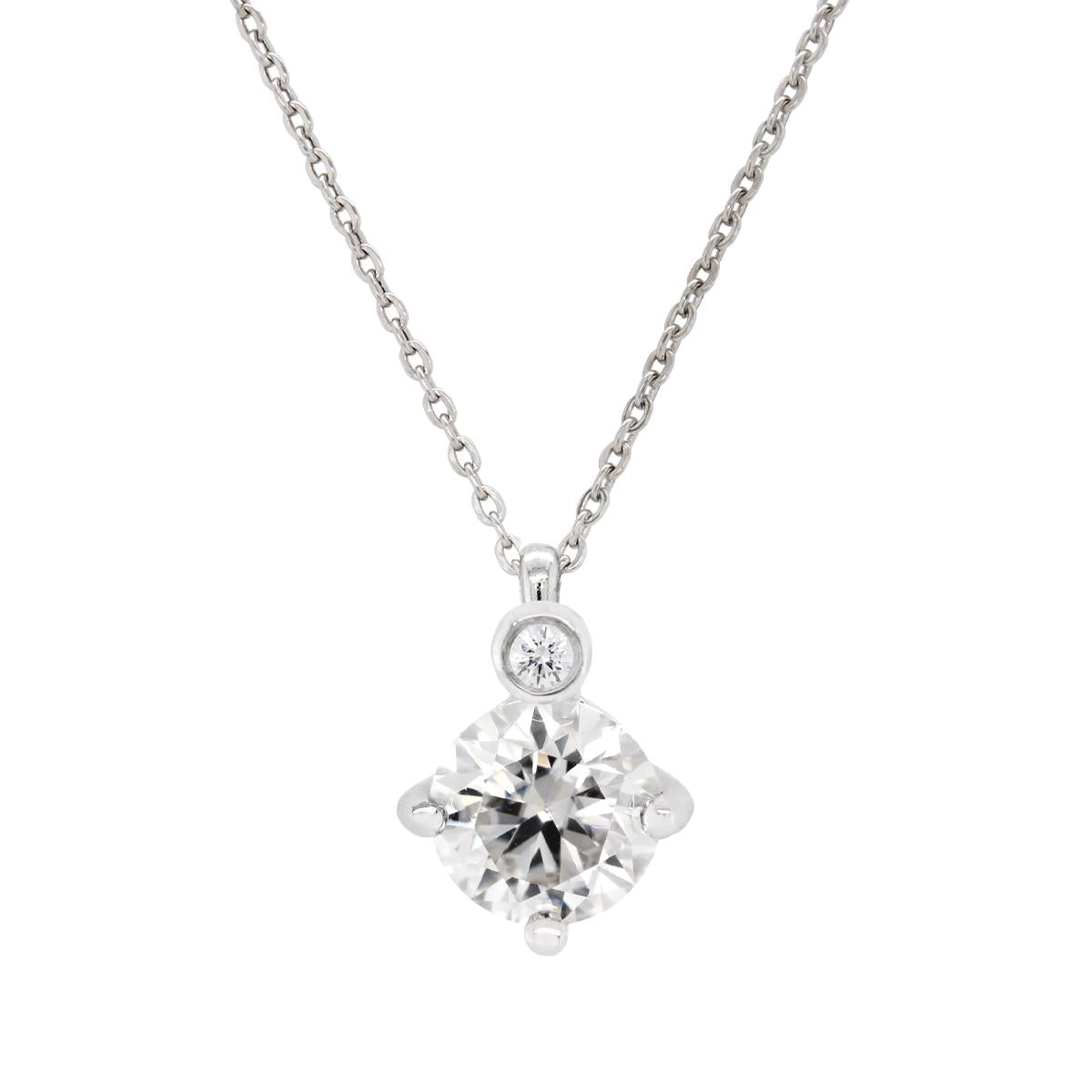 STERLING SILVER NECKLACE WITH MOISSANITE AND LAB GROWN DIAMOND ACCENT, .02 CT