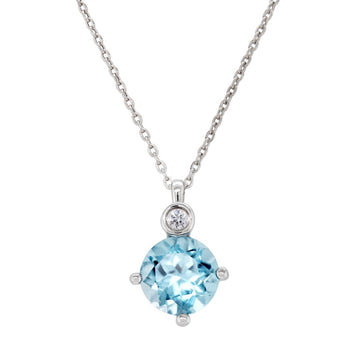 STERLING SILVER NECKLACE WITH BLUE TOPAZ AND LAB GROWN DIAMOND ACCENT, .02 CT
