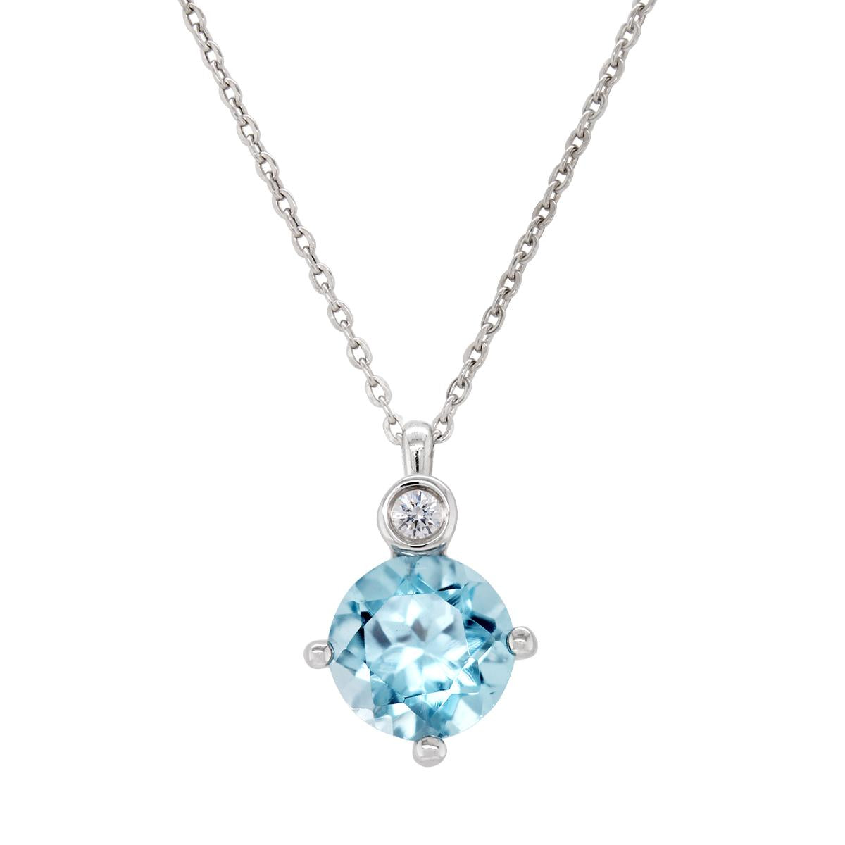 Blue Topaz and Diamond Accent Pendant shops Sterling Silver Necklace