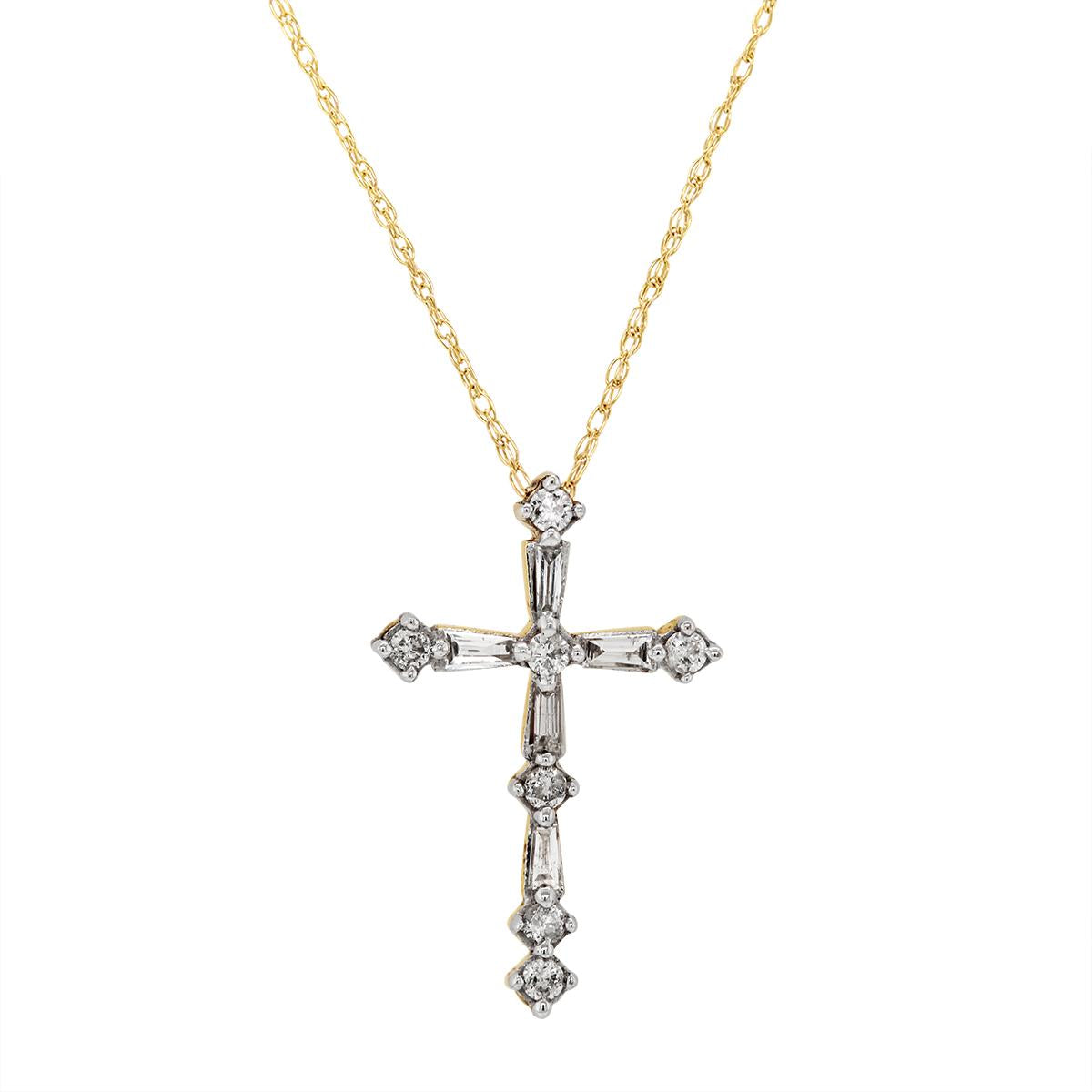 STERLING SILVER DIAMOND CROSS PENDANT, 1/4 CT TW