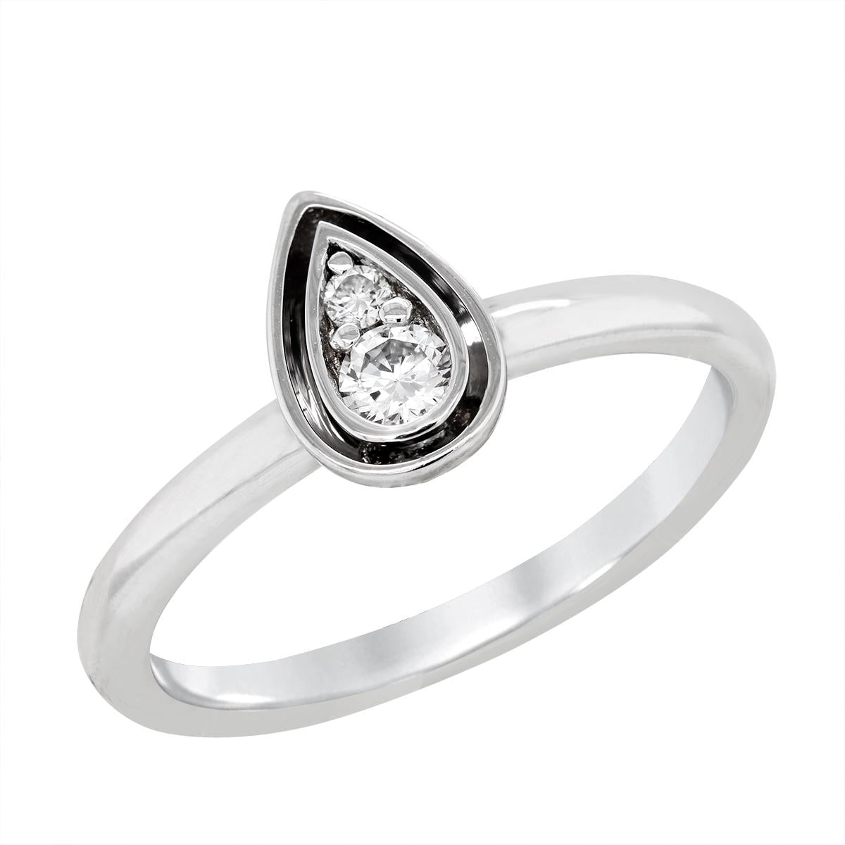 STERLING SILVER PEAR PROMISE RING WITH ROUND DIAMONDS, .12 CT TW
