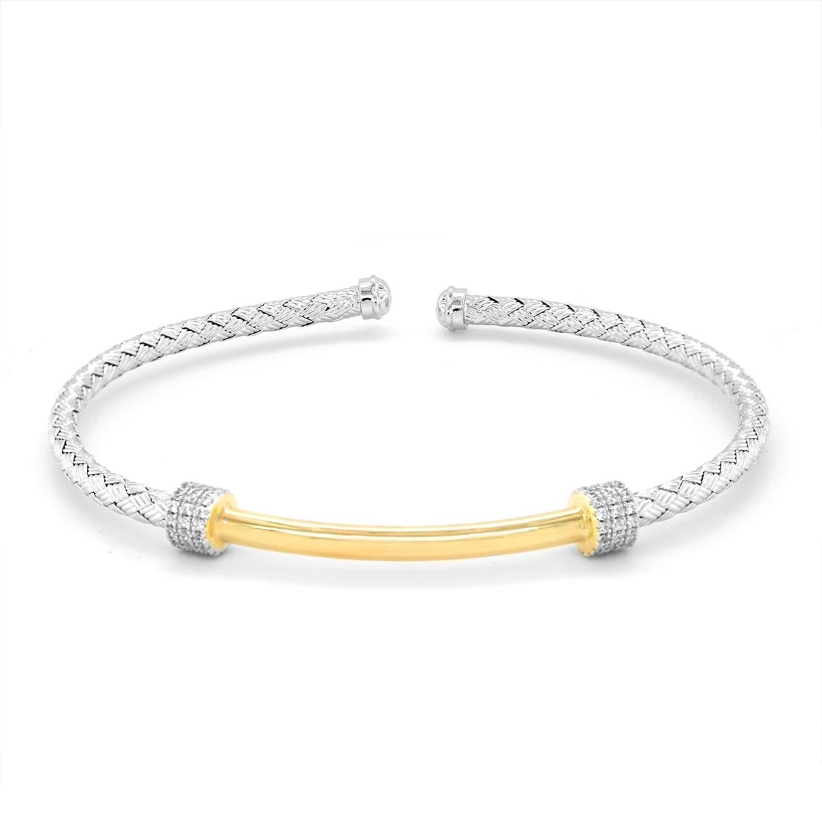 GOLD PLATED STERLING SILVER CZ BANGLE BRACELET