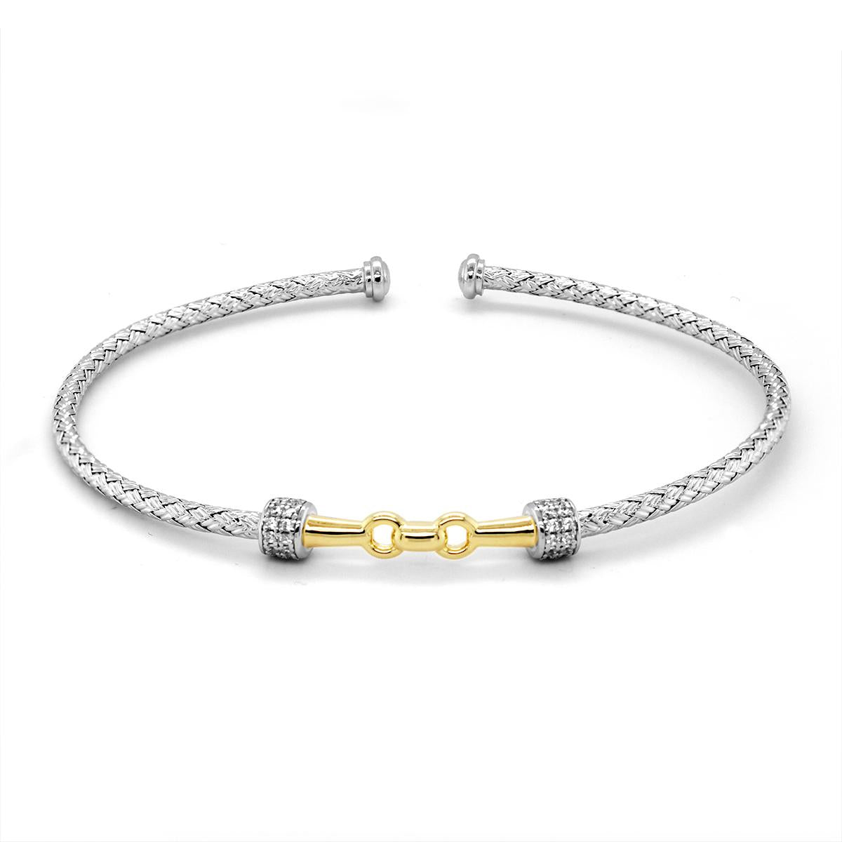 GOLD PLATED STERLING SILVER BANGLE BRACELET WITH CZS