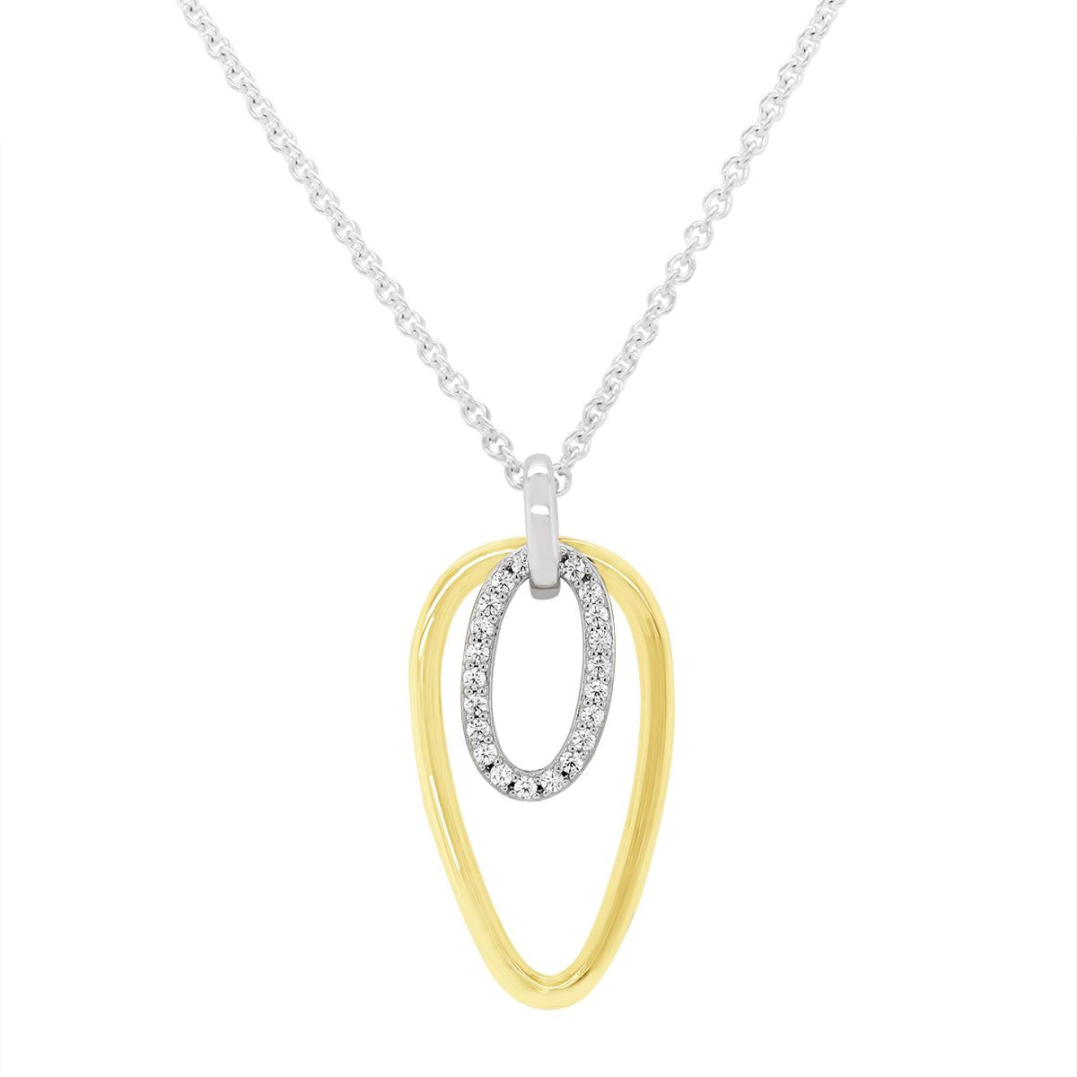MODERN GOLD PLATED SILVER CZ PENDANT NECKLACE