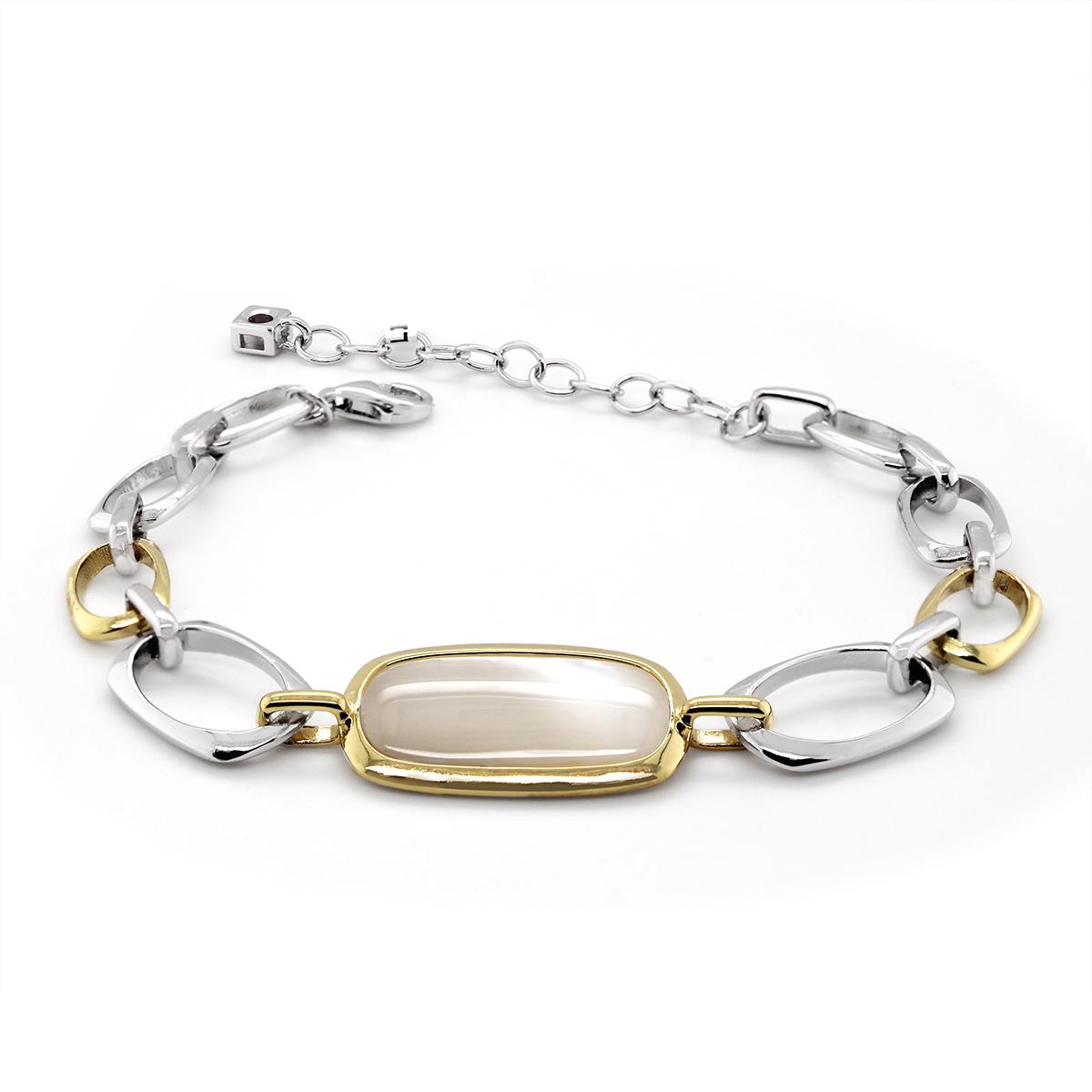 GOLD PLATED STERLING SILVER MOTHER OF PEARL BRACELET