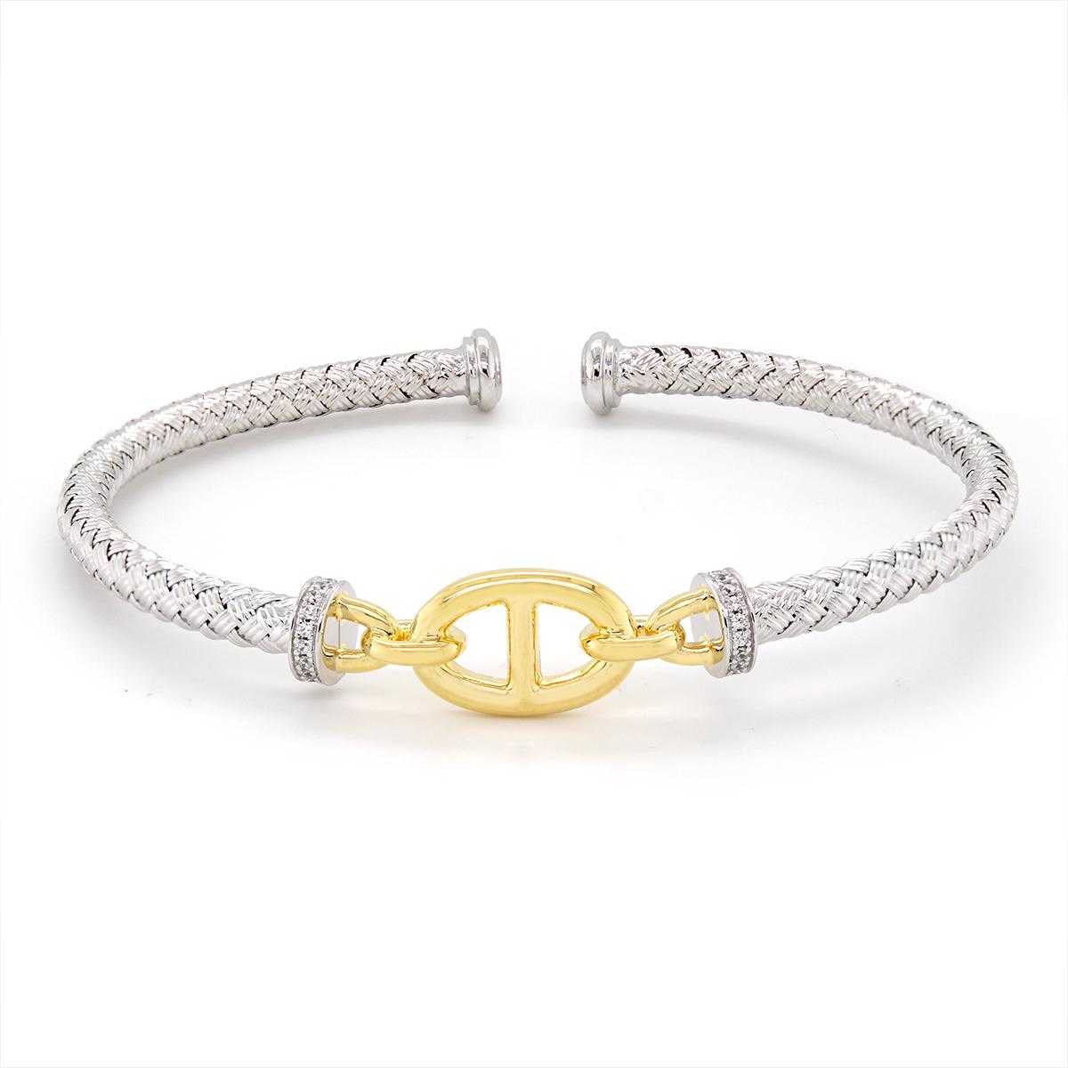 GOLD PLATED STERLING SILVER MARINER LINK BANGLE BRACELET