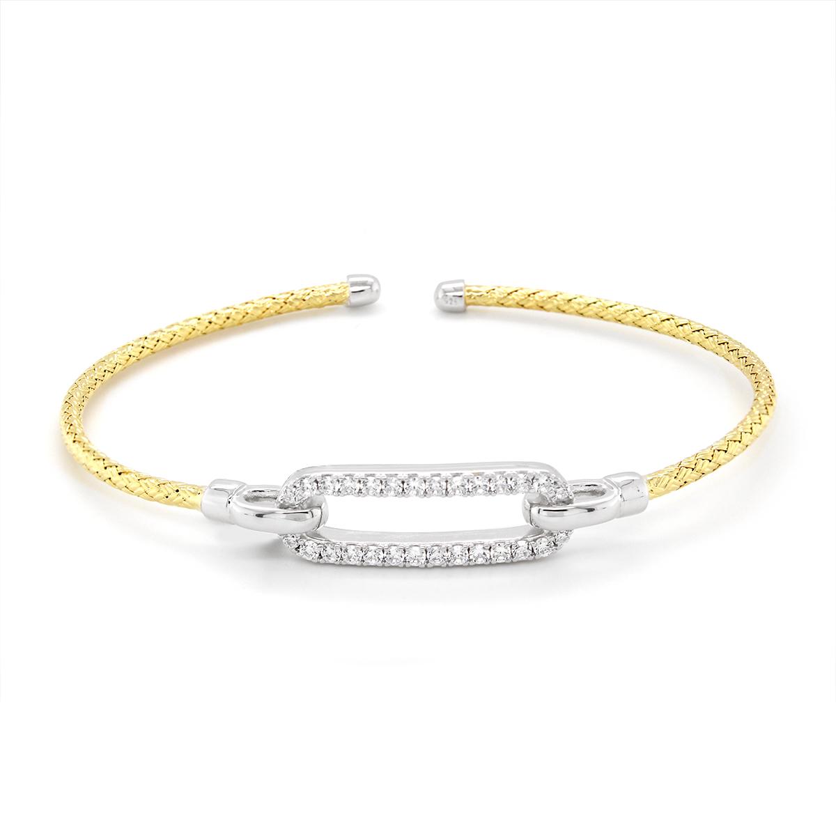 GOLD PLATED SILVER BANGLE BRACELET WITH CUBIC ZIRCONIAS