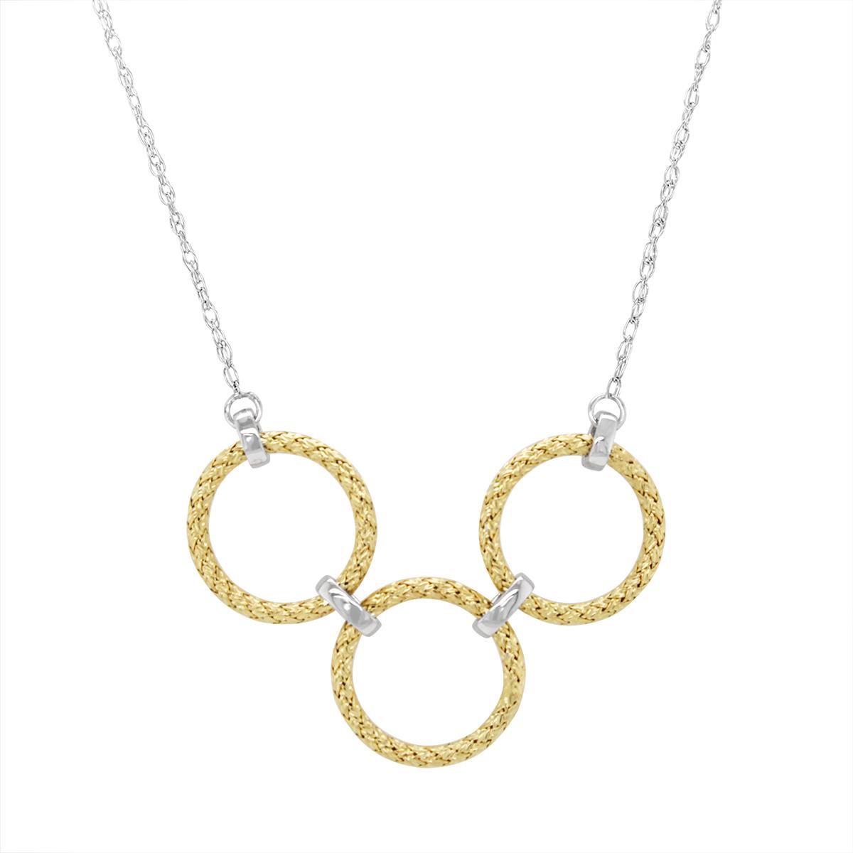 GOLD PLATED SILVER TRIPLE CIRCLE PENDANT NECKLACE
