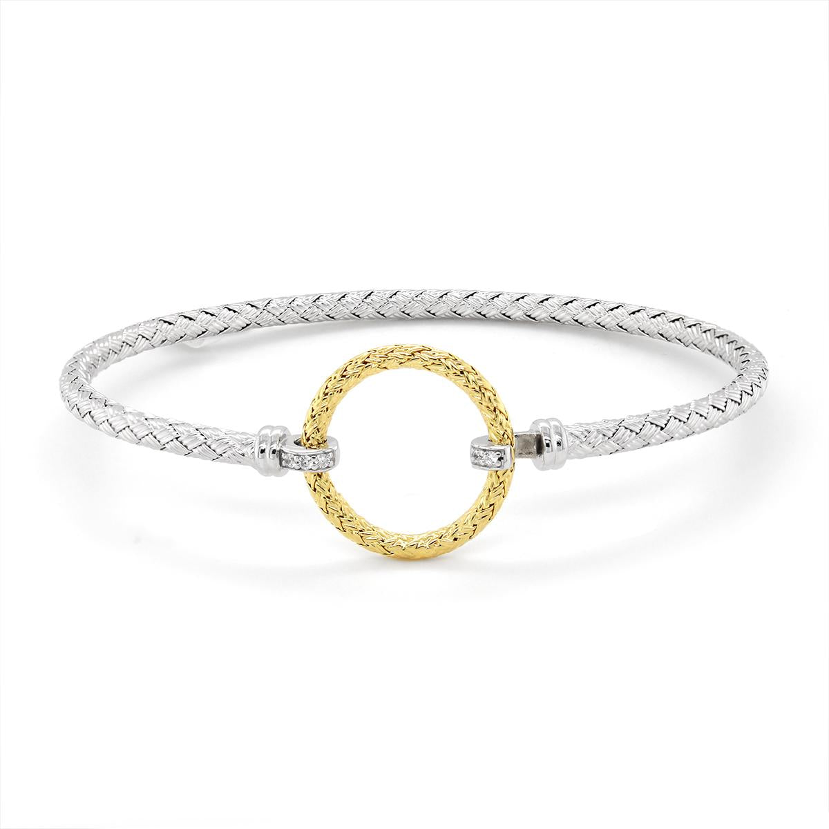 GOLD PLATED STERLING SILVER CUBIC ZIRCONIA BANGLE BRACELET