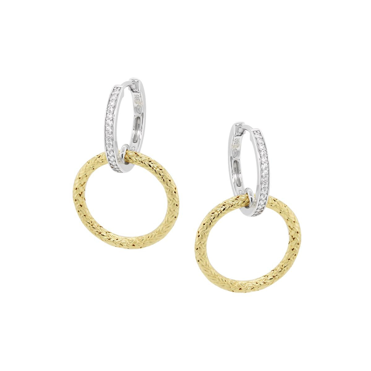 GOLD PLATED SILVER DANGLE DOUBLE HOOP EARRINGS