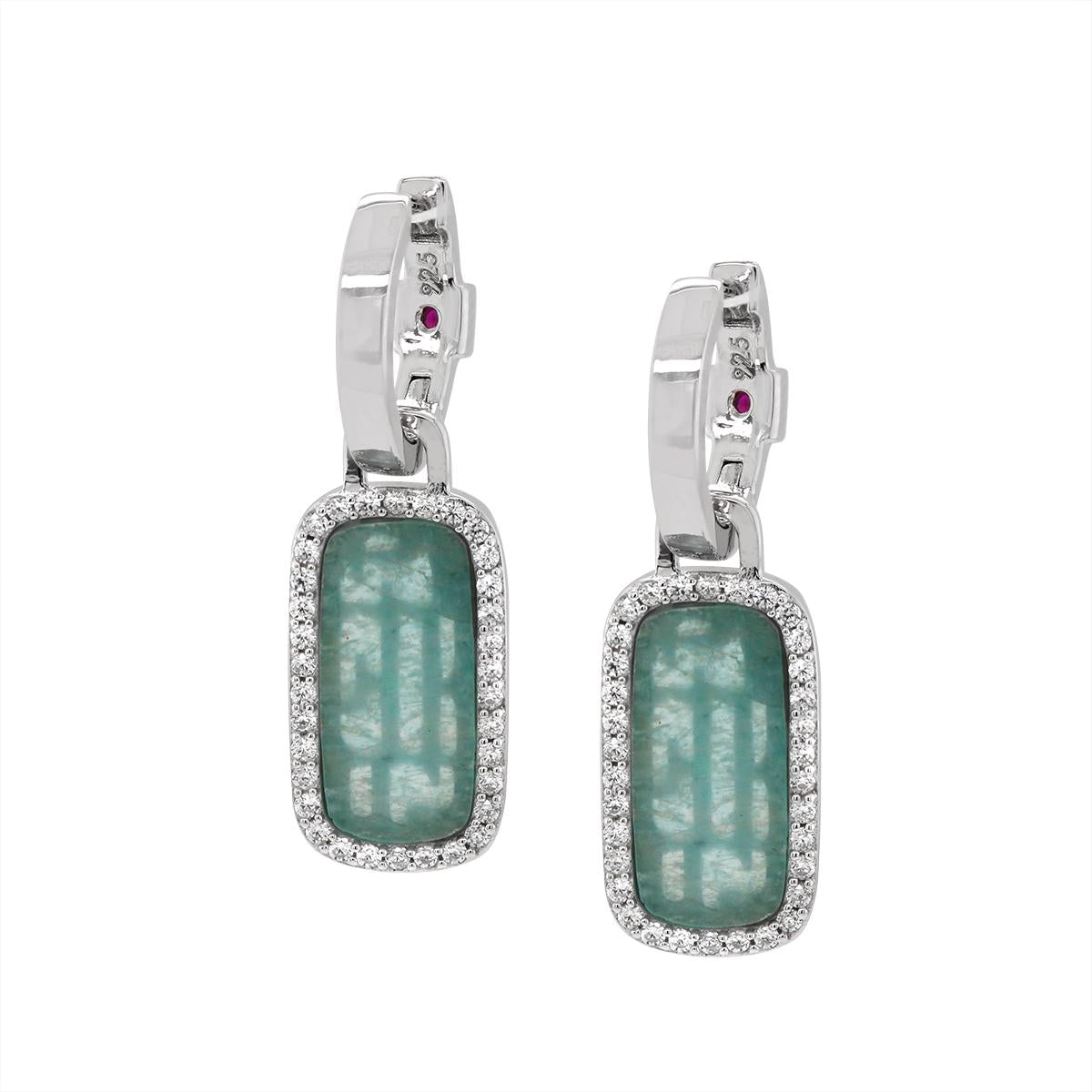 STERLING SILVER AMAZONITE DANGLE EARRINGS