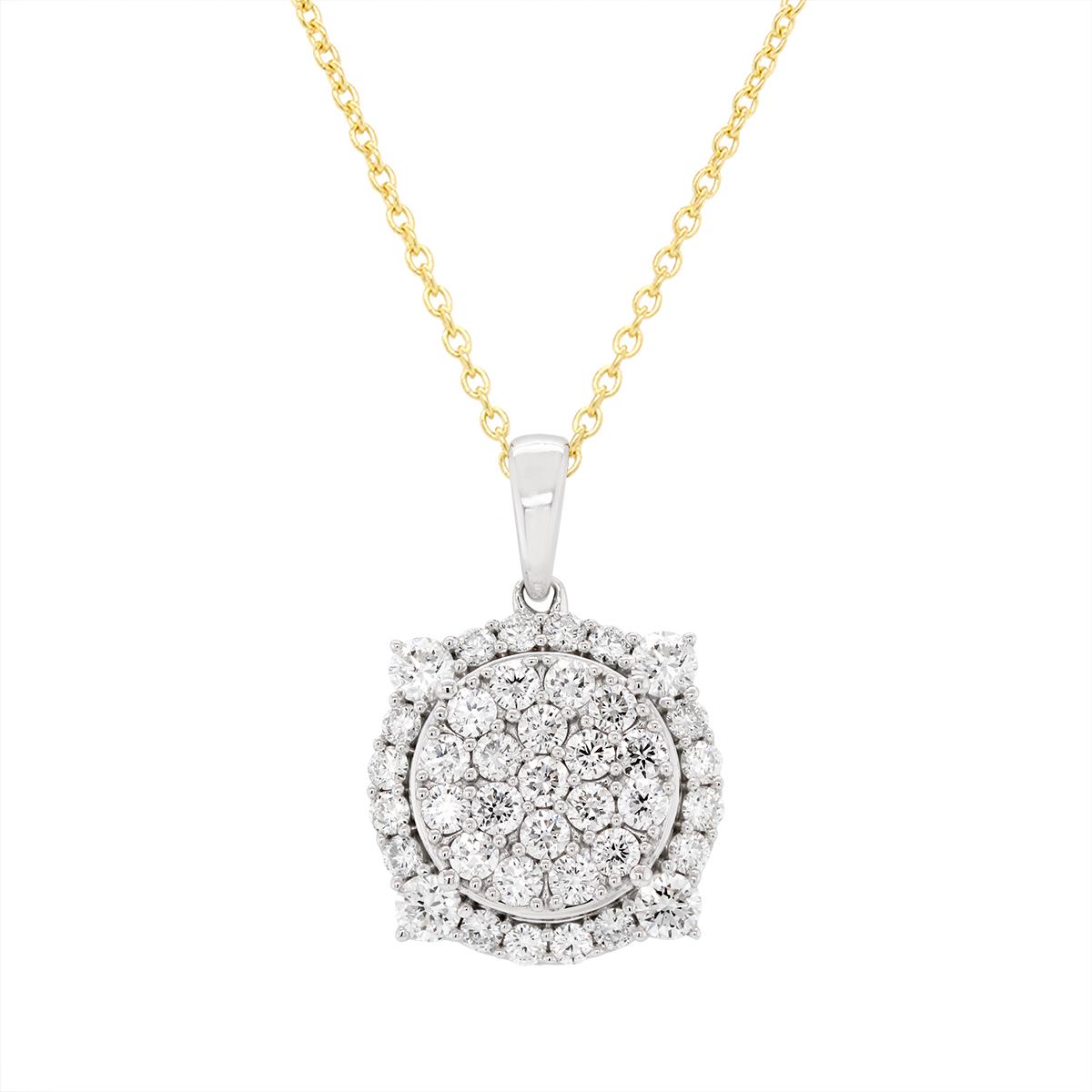 GOLD PLATED SILVER LAB GROWN DIAMOND PAVE CIRCLE PENDANT, 1 1/2 CT TW