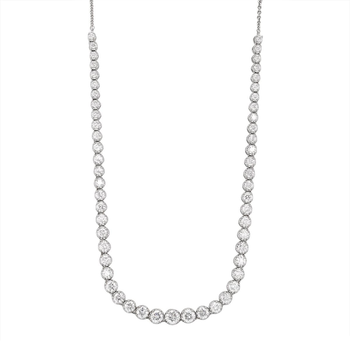 STERLING SILVER LAB GROWN DIAMOND SEMI TENNIS NECKLACE, 5.05 CT TW
