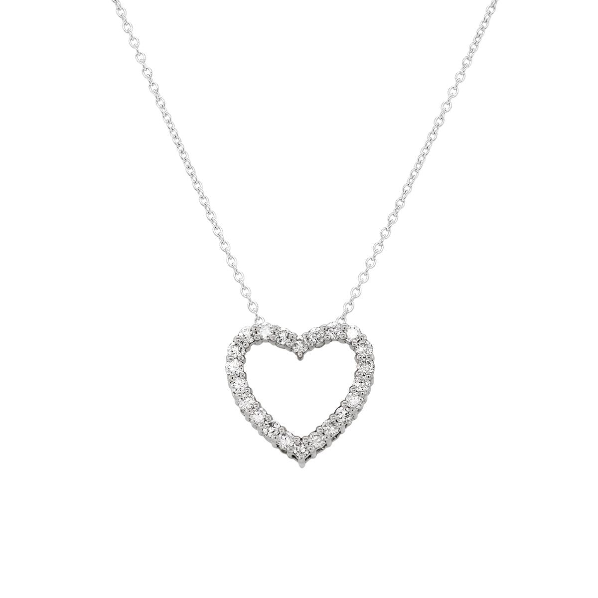 STERLING SILVER OPEN HEART LAB GROWN DIAMOND PENDANT, .25 CT TW