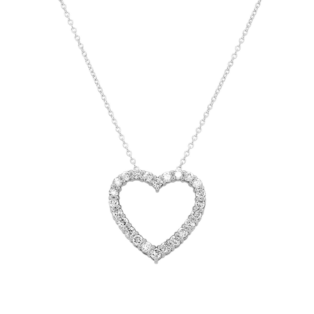 STERLING SILVER OPEN HEART LAB GROWN DIAMOND PENDANT, .50 CT TW