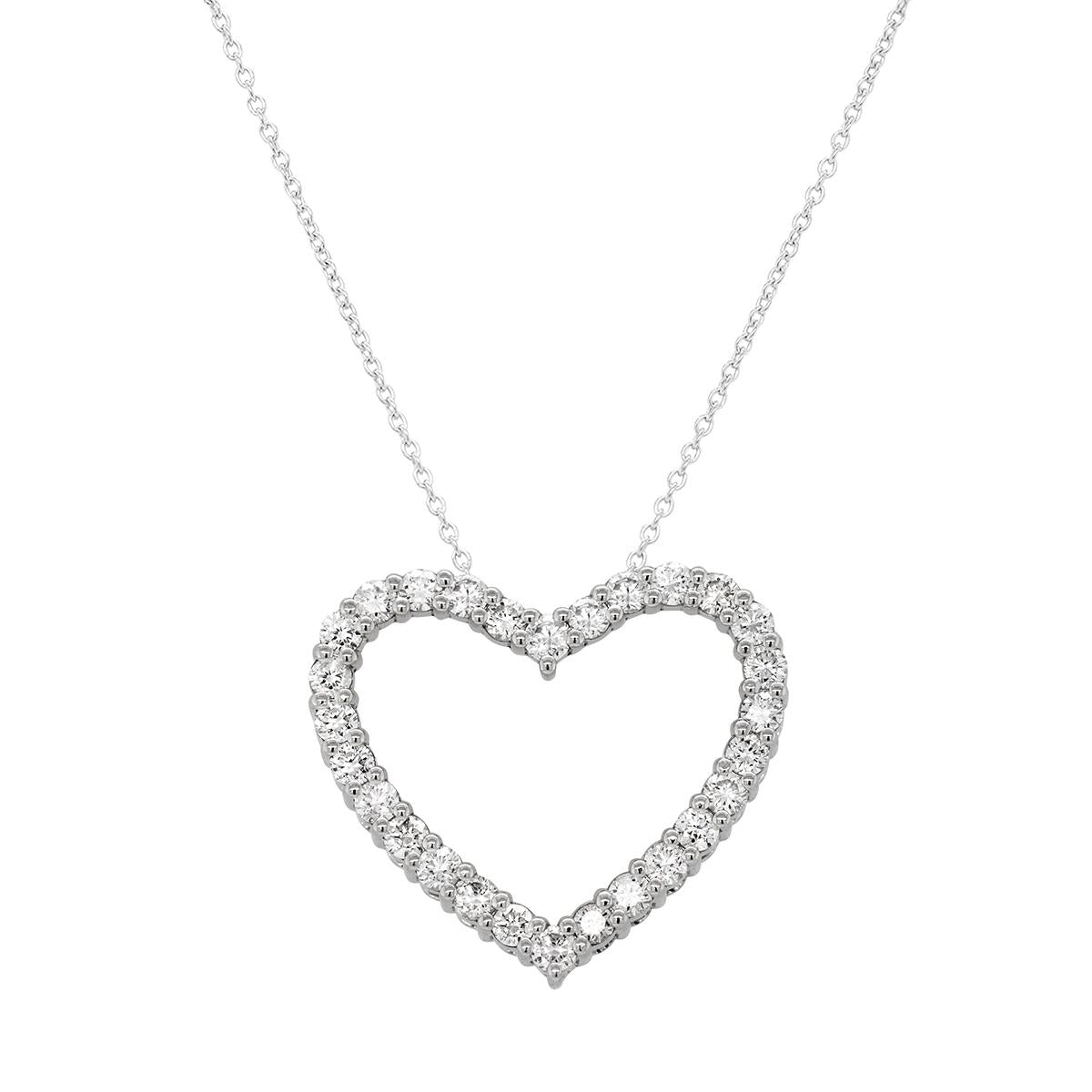 STERLING SILVER OPEN HEART LAB GROWN DIAMOND PENDANT, 1.00 CT TW 